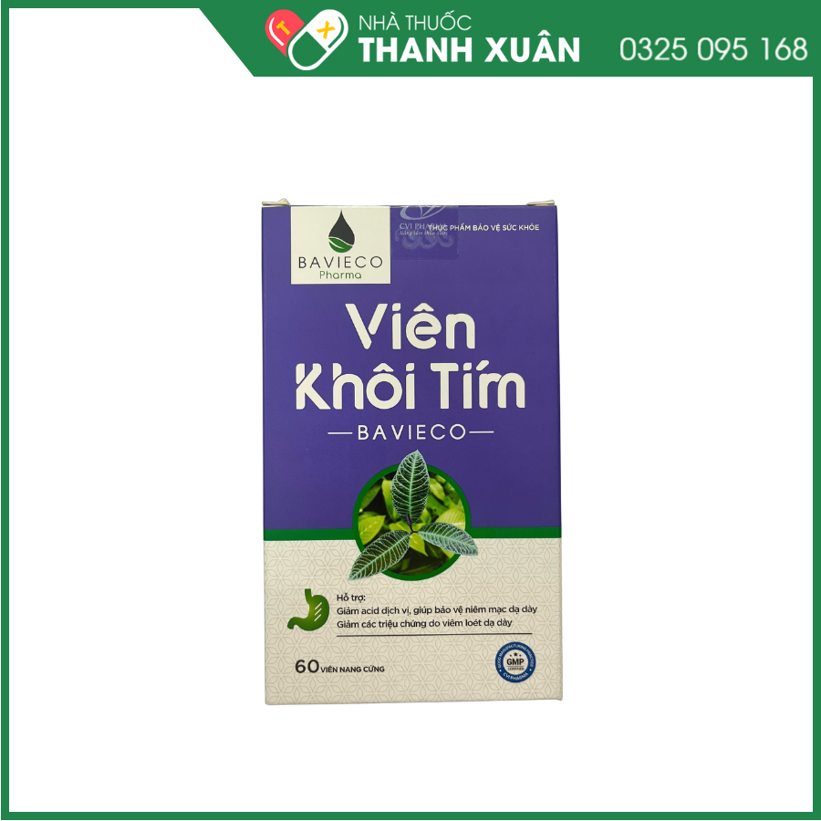 Viên Khôi Tím Bavieco giảm viêm loét dạ dày